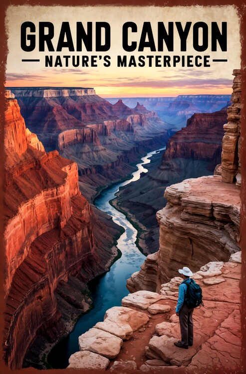 Illustrazione Grand Canyon Poster: Vintage National Park Artwork