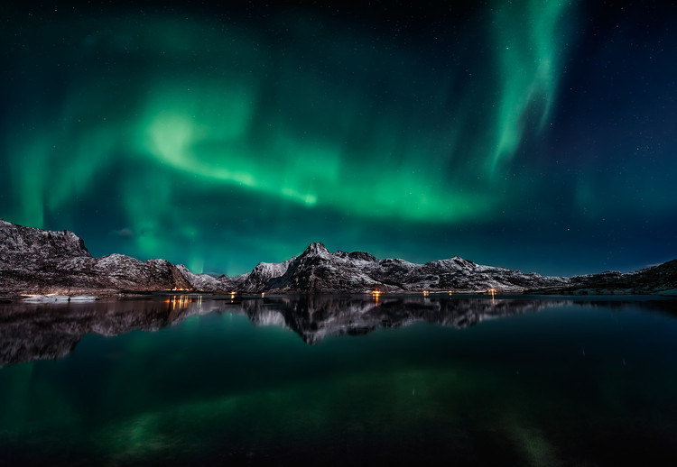 Fotografia Lofoten Aurora Reflection