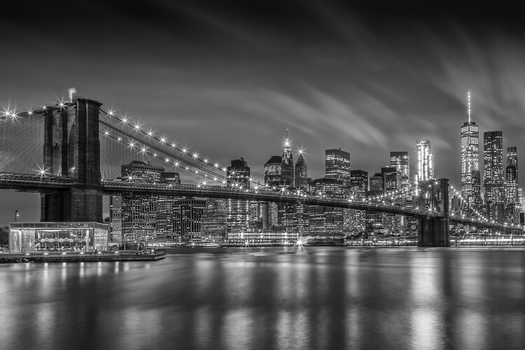 Kunstfoto BROOKLYN BRIDGE Nightly Impressions | Monochrome