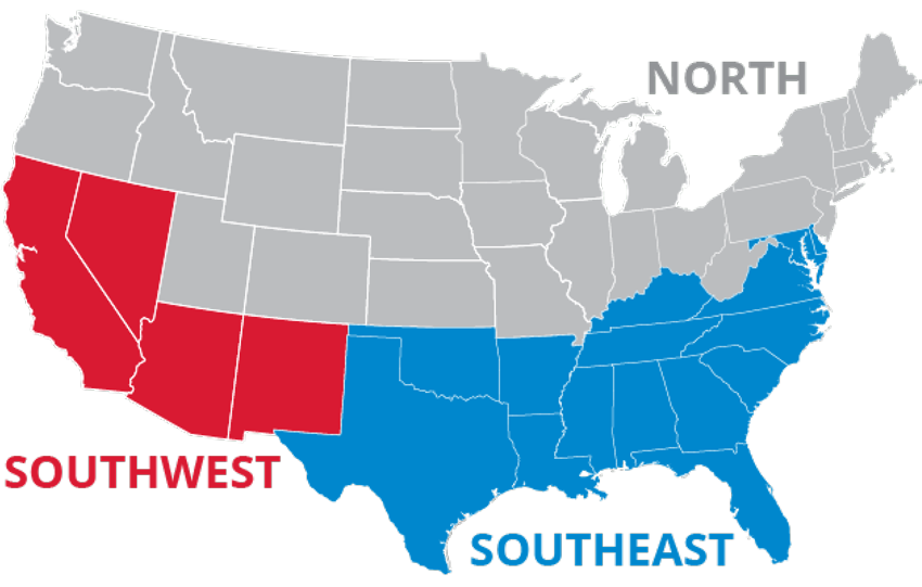 DOE Regional SEER Breakdown Map