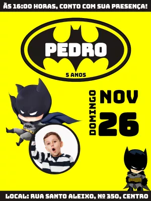 Batman birthday invitation with photo