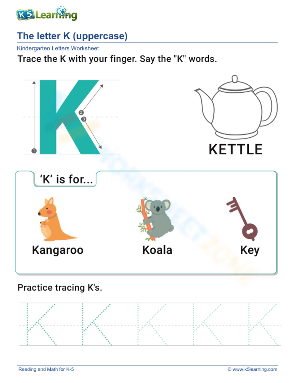 Uppercase Letter K Worksheet