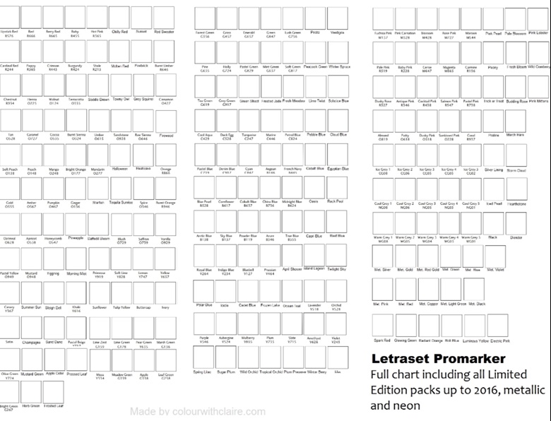 Letraset Promarkers Colour Chart - Colour with Claire's Ko-fi Shop - Ko ...