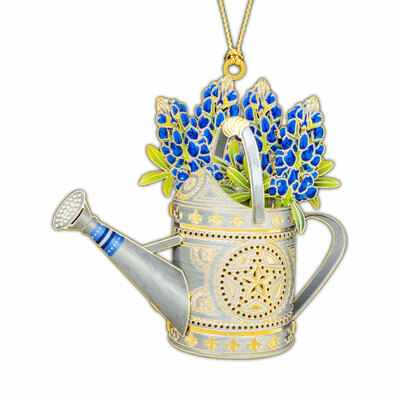 Bluebonnets Watering Can Wildflower Ornament