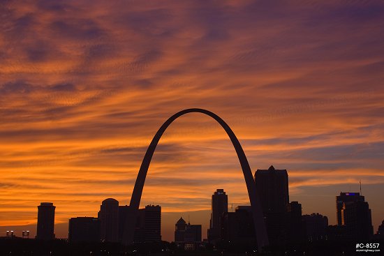 Vivid sunset over downtown