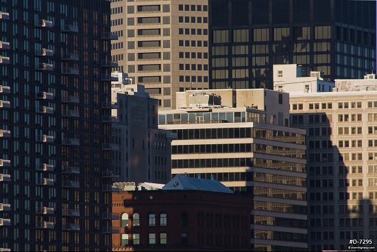 Zoom view on downtown buildings