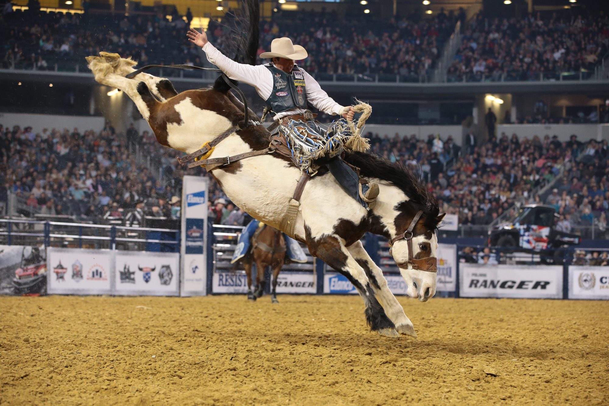 Jake Wright, Lunatic Fringe, Burch Rodeo, during the RFDTV American. Photo by Andy Watson