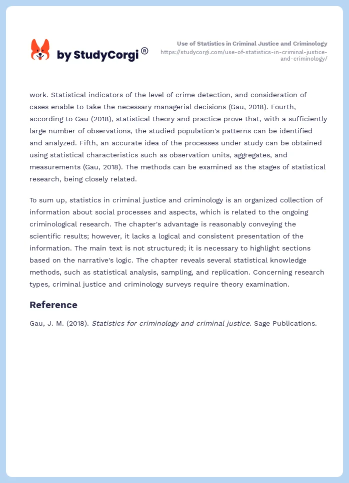 Use of Statistics in Criminal Justice and Criminology. Page 2