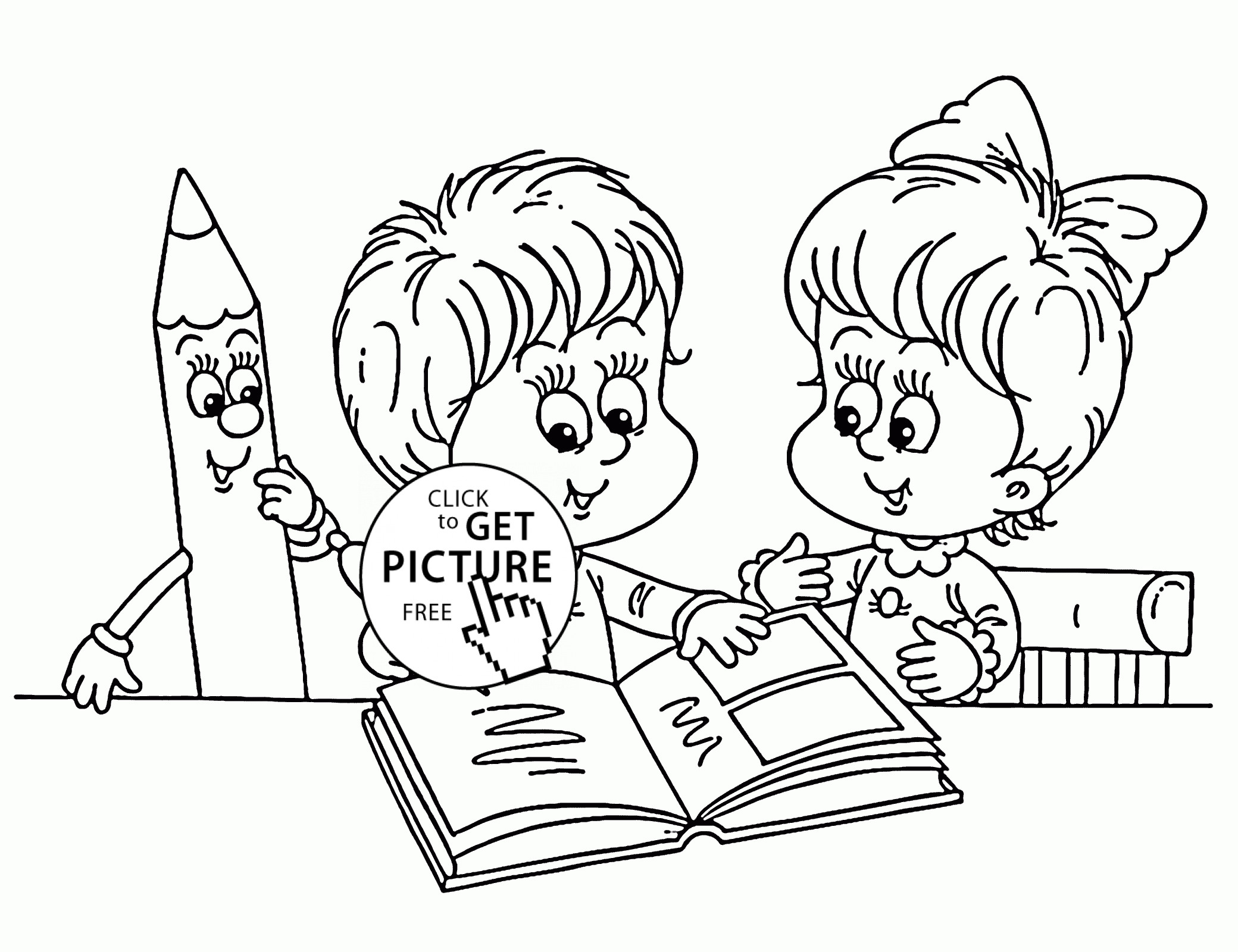 Kids Reading Books Coloring Pages Coloring Pages