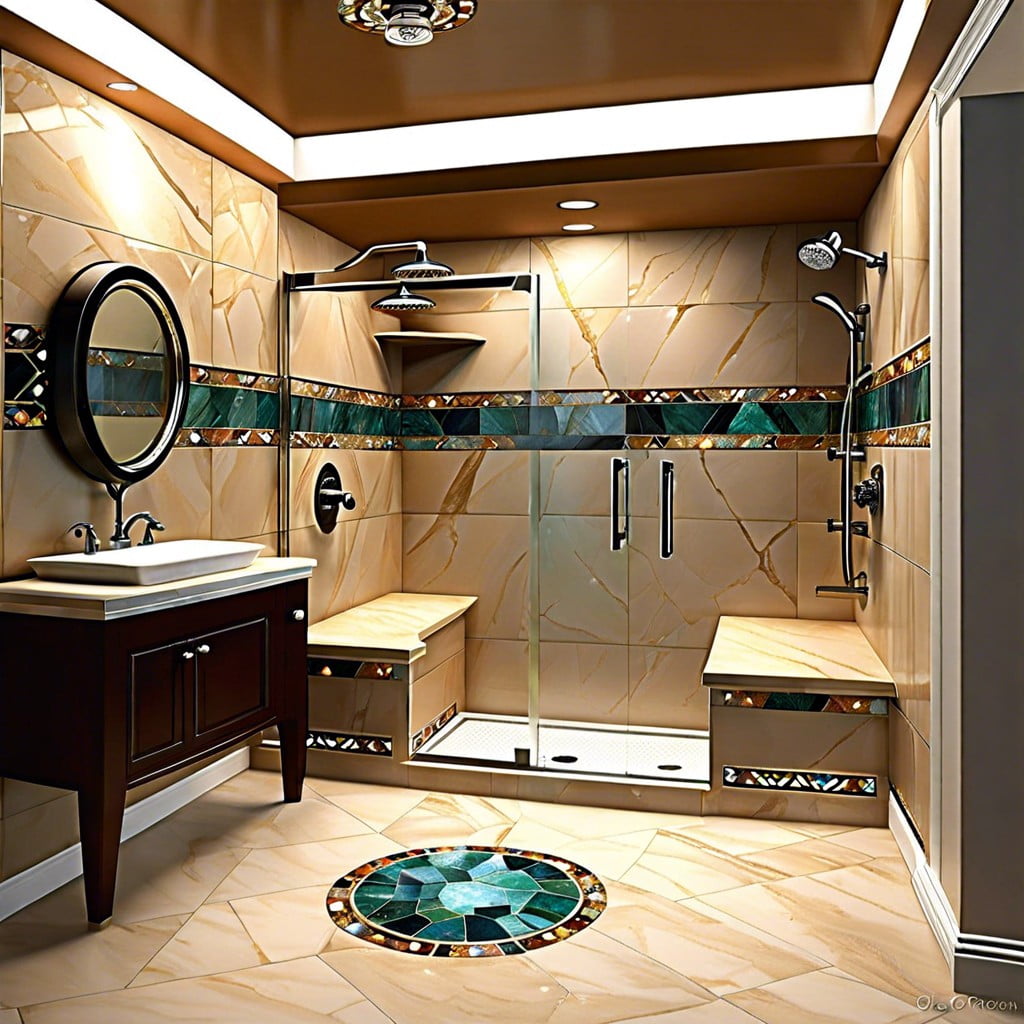 ideas for inlaying gemstone shower trim