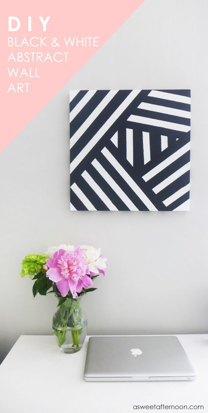 Black and White Striped DIY Wall Art Idea