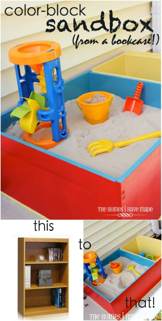 DIY Upcycled Bookcase Color Block Sandbox