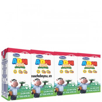 Sữa tiệt trùng Vinamilk ADM dâu hộp 110ml