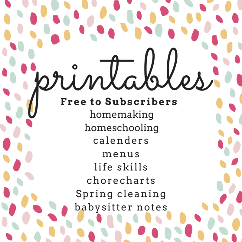 homeschooling homemaking printables