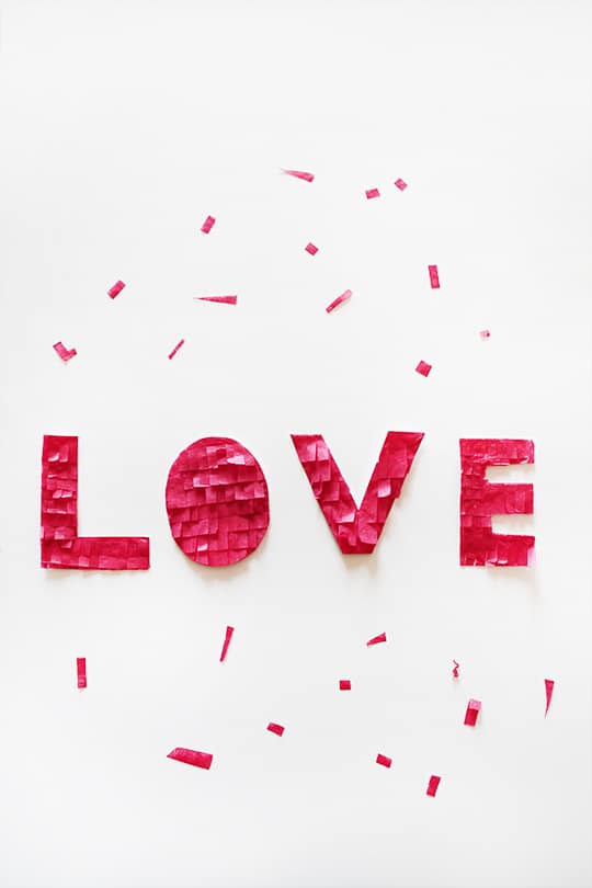 DIY fringe love cake topper