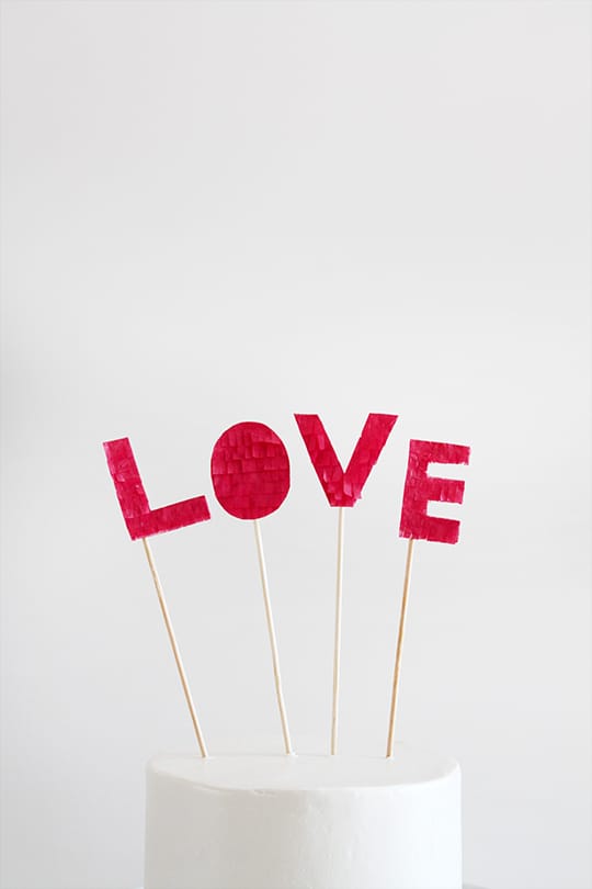 DIY fringe love cake topper