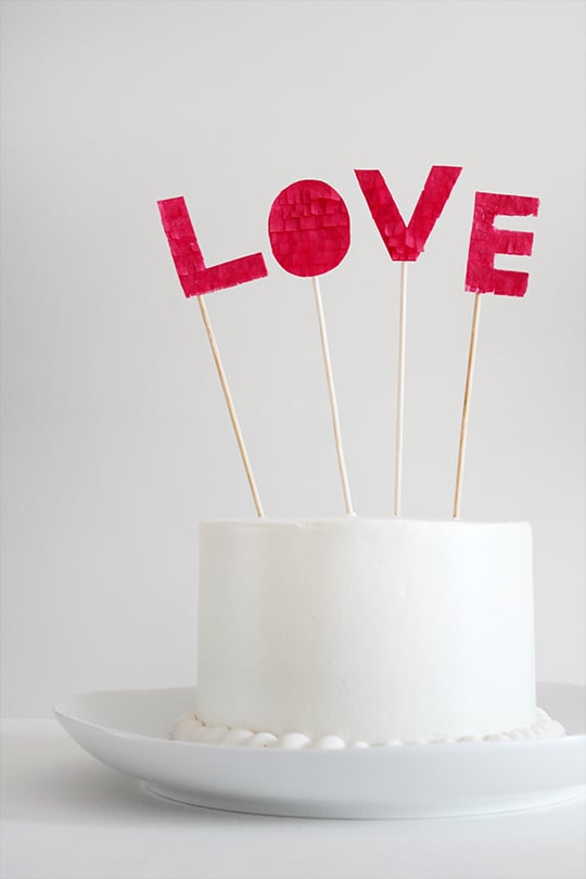 DIY fringe love cake topper