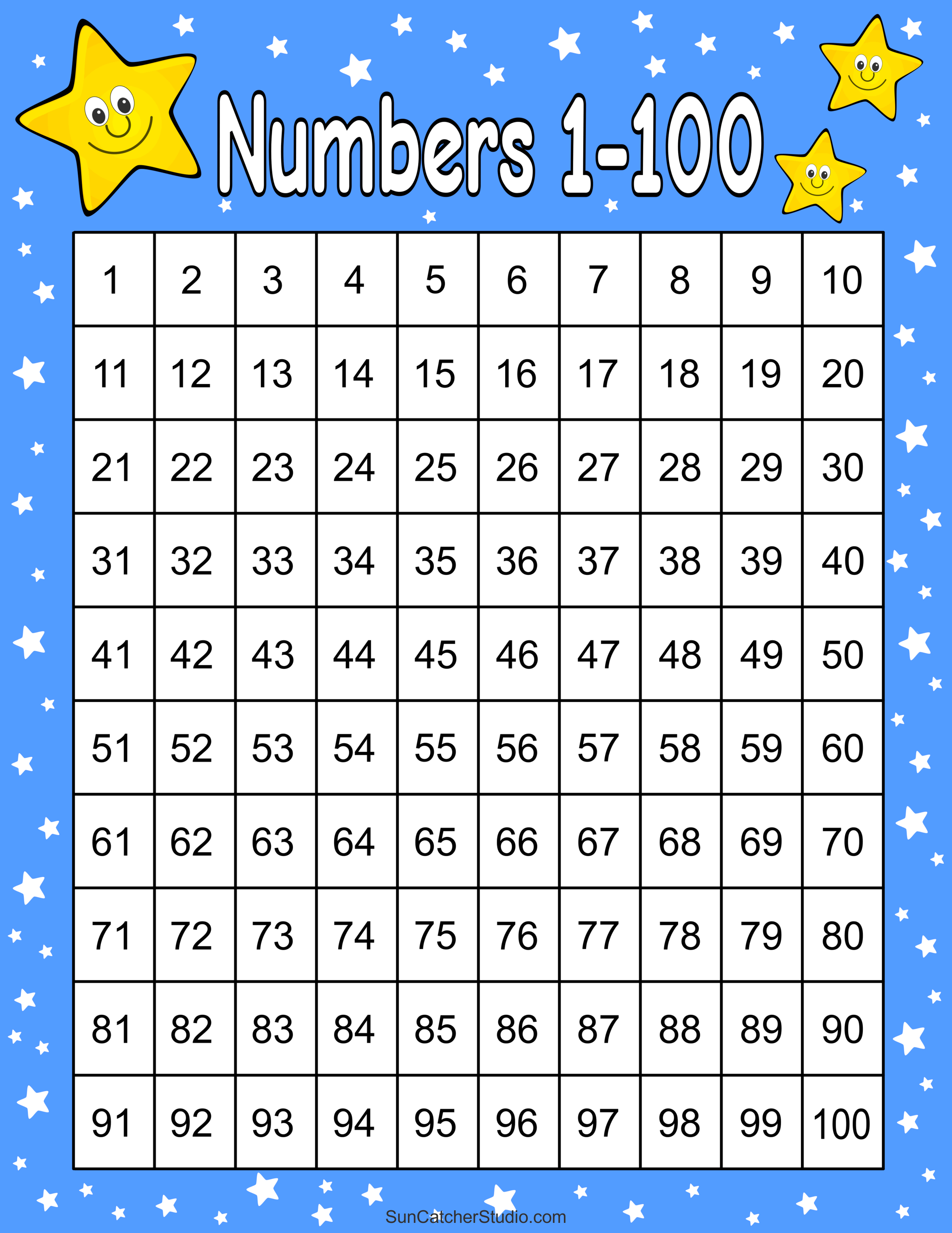 Free Printable Hundreds Charts (Numbers 1 to 100) – DIY Projects ...