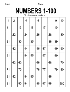 Free Printable Hundreds Charts (Numbers 1 to 100) – DIY Projects ...