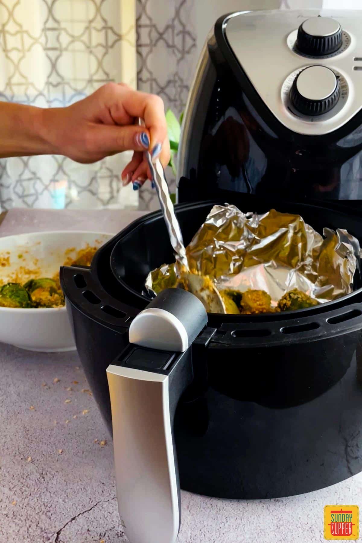 Air frying brussels sprouts