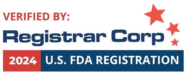 US FDA registration 2024, verified by registrar corp.