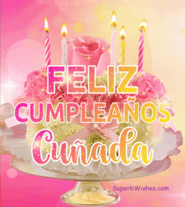 Pastel de Cumpleaños Floral Rosa GIF - Feliz Cumpleaños, Cuñada