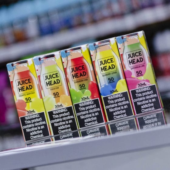 Display of Juice Head Salt Nic 30ml bottles at SuperNova