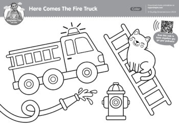 Imagination Time - Here Comes The Fire Truck Coloring Page