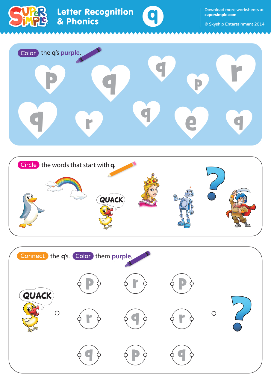 letter recognition phonics worksheet q uppercase - free beginning ...