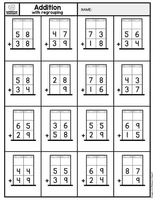 Addition Worksheets Without Regrouping