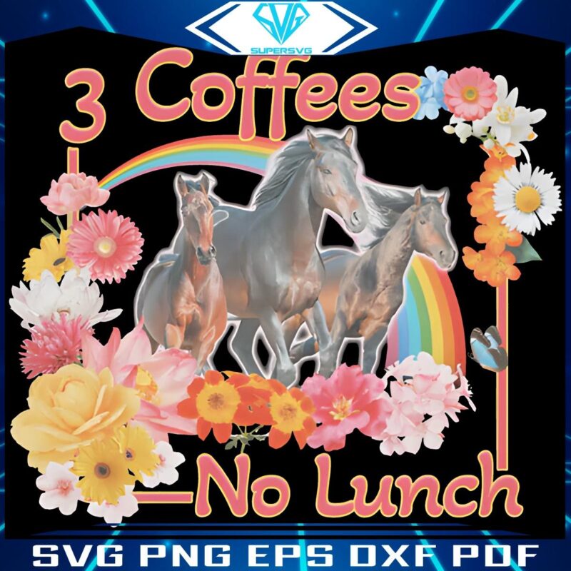 Floral 3 Coffees No Lunch PNG