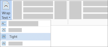 The Tight wrap text option on the ribbon