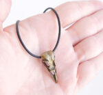 BRONZE RAVEN SKULL NECKLACE ON HAND