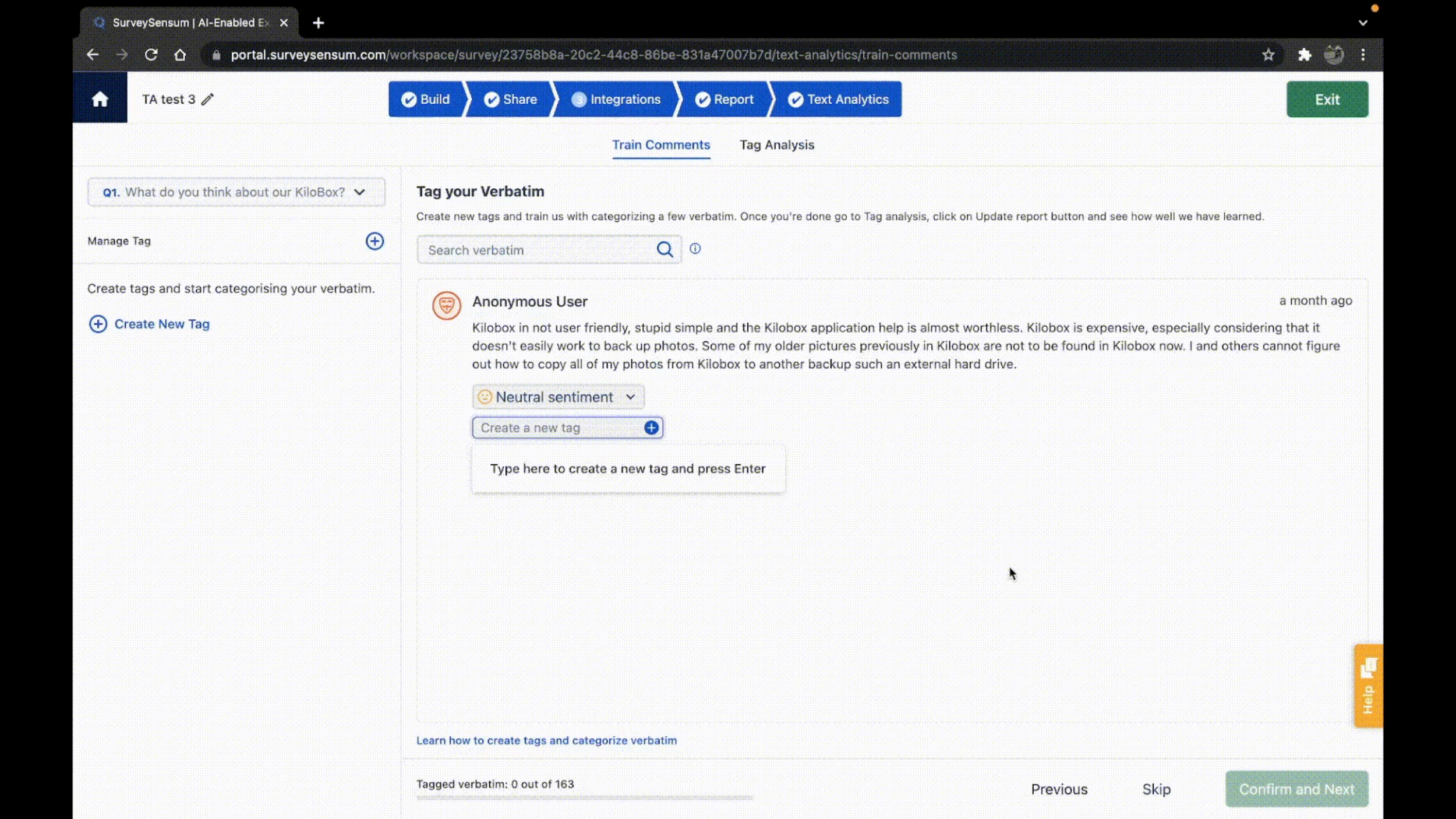 This is a GIF that shows the automation of tagging and segmenting keywords into relevant categories with the AI-enabled text analytics software. 