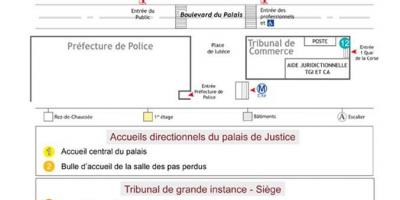 Karta av Palais de Justice i Paris