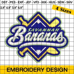 Savannah Bananas Logo Embroidery, MLB Savannah Bananas Embroidery, Baseball Team Embroidery, Embroidery Design File