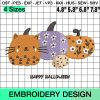 Cute Happy Halloween Embroidery, Kitten Cat Embroidery, Spooky Season Pumpkin Embroidery Design