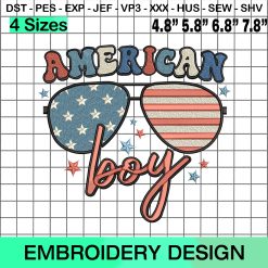 All American Boy, Independence Day Embroidery Design