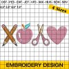 Teacher XOXO Valentines Day Embroidery, Pencil and Apple Teacher Embroidery Design