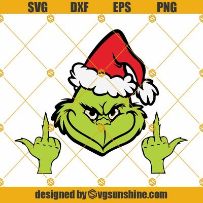 Grinch Face Middle Finger SVG, Grinch Giving the Finger SVG, Grinch SVG ...