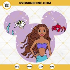 Little Mermaid 2023 SVG, Black Ariel Mouse Ears SVG PNG DXF EPS Files