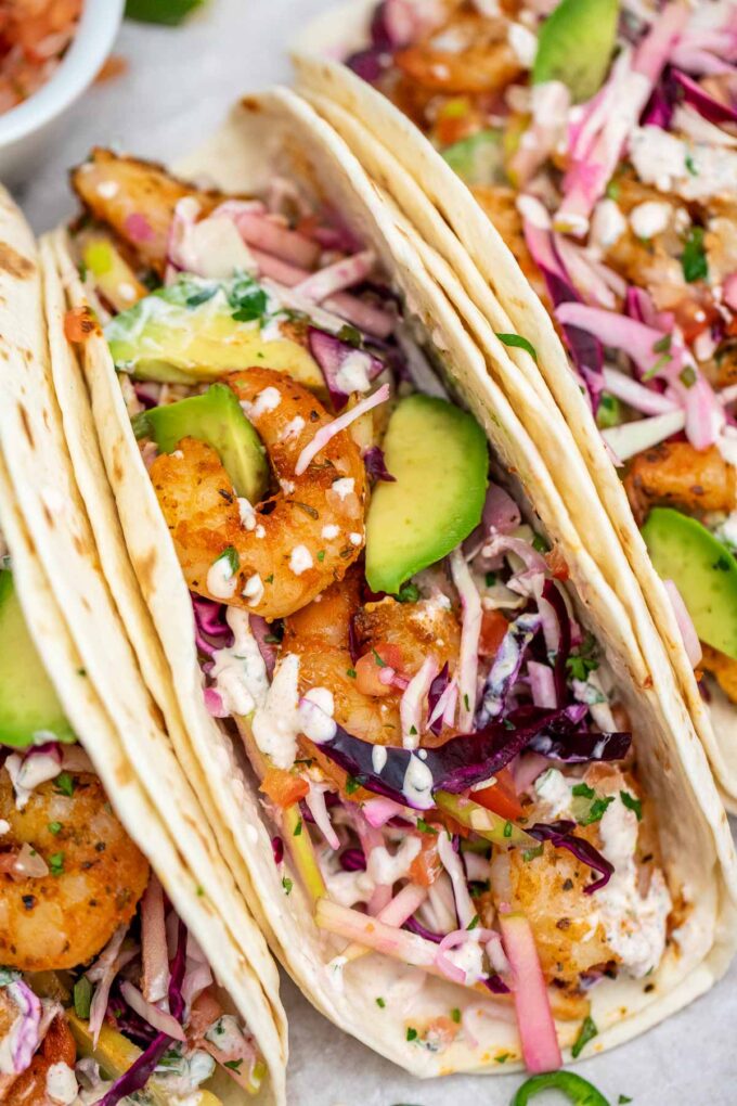 image of a shrimp taco with lime cream