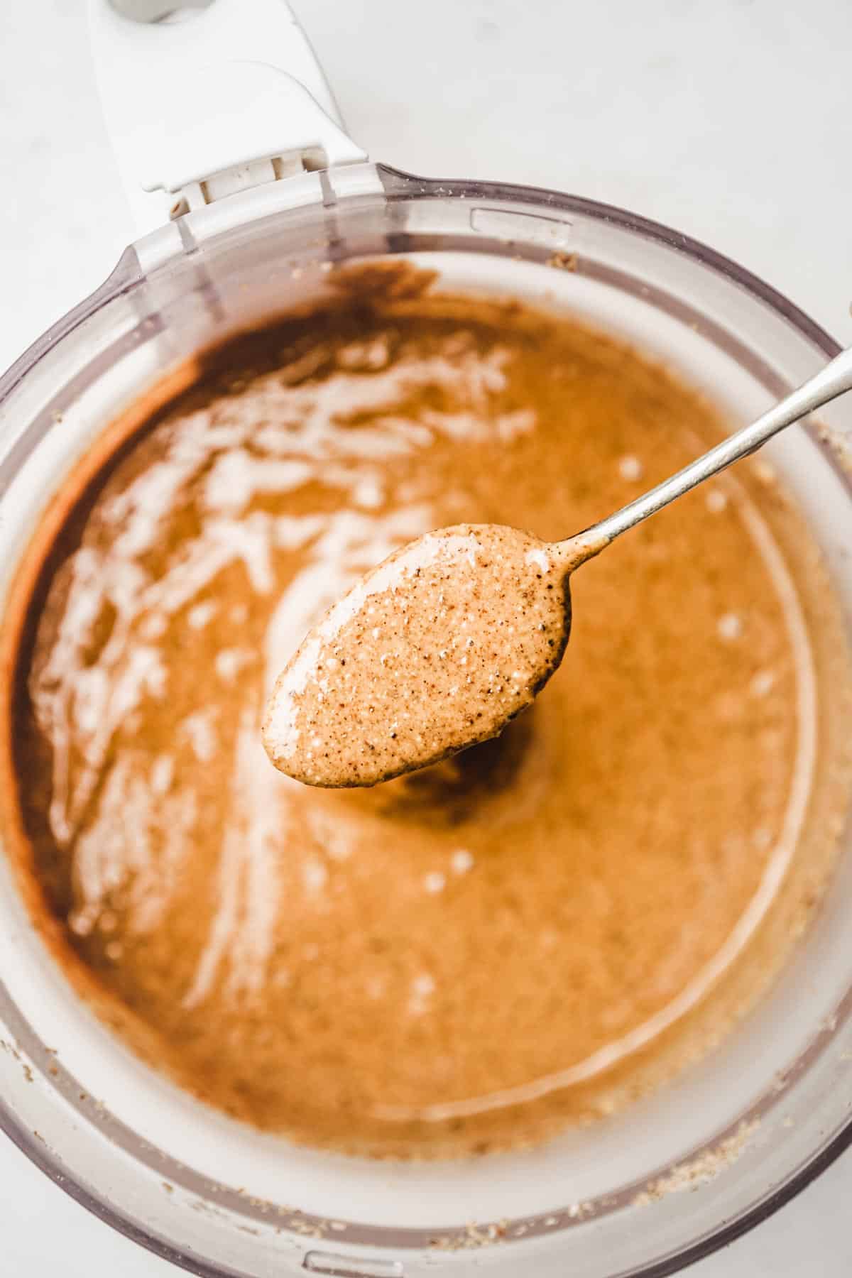 food processor with hazelnut spread