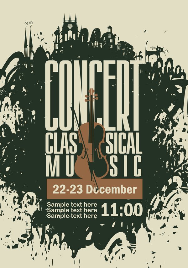 Classical Music Concert Posters Awesome Classical Music Retro Concert Poster Template 05 Vector