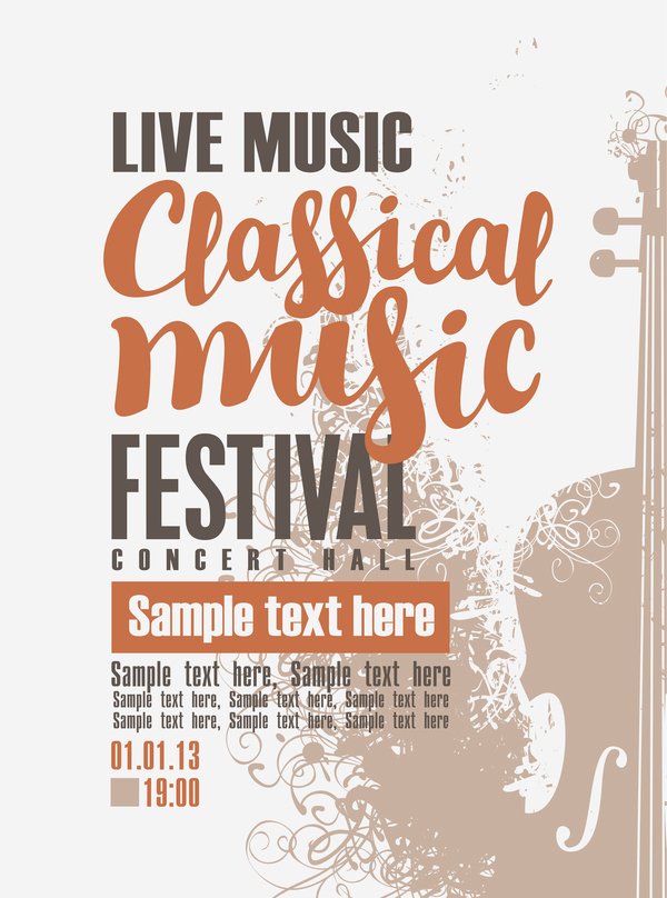 Classical Music Concert Posters Inspirational Classical Music Retro Concert Poster Template 07 Free