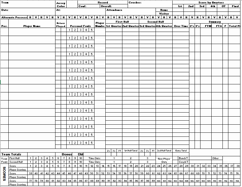 30 Free Basketball Score Sheets | Example Document Template