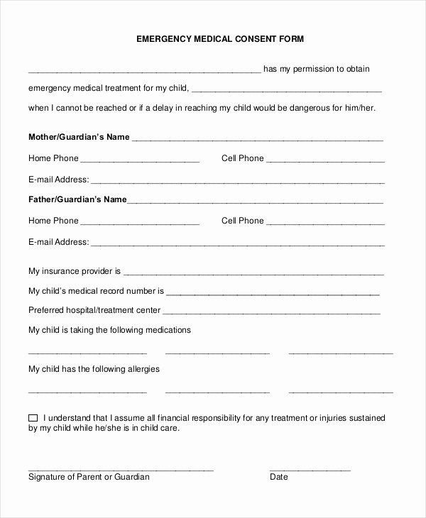 30 Medical Consent form for Caregiver | Example Document Template