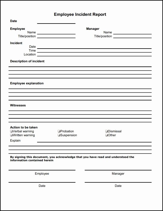 Security Daily Activity Report Template New Employee Incident Report Sample