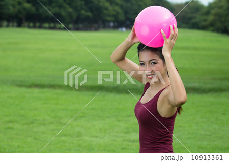 ASian Girl and pink ball 10913361