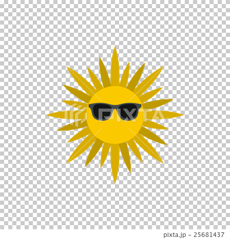 Sun face with sunglasses icon, flat style 25681437